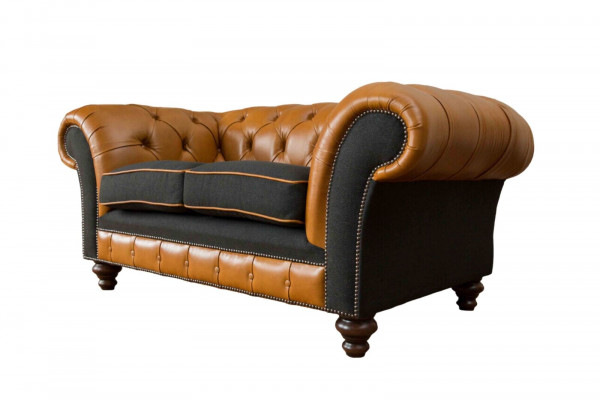 Chesterfield Skórzana Sofa Sofa Kanapa Podkładka 2 miejsce siedzące Włókienniczy Sofy Kanapy