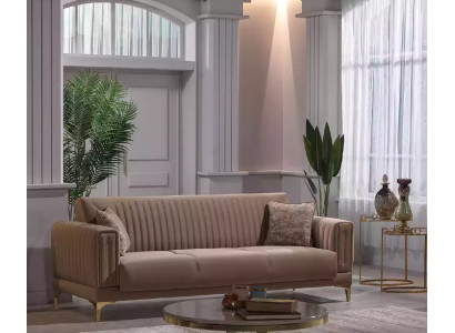 Designerska Sofa Trzyosobowa Brązowa 3-miejsce siedzące Salon Podkładka Kanapy