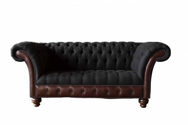 Sofa 2 miejsce do siedzenia Sofa Podkładka Sofa Materiał Chesterfield Couches Szara Nowa