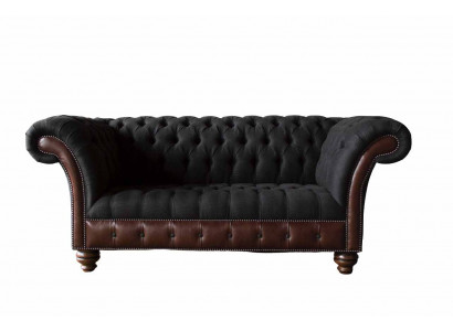 Sofa 2 miejsce do siedzenia Sofa Podkładka Sofa Materiał Chesterfield Couches Szara Nowa