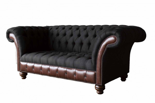 Sofa 2 miejsce do siedzenia Sofa Podkładka Sofa Materiał Chesterfield Couches Szara Nowa