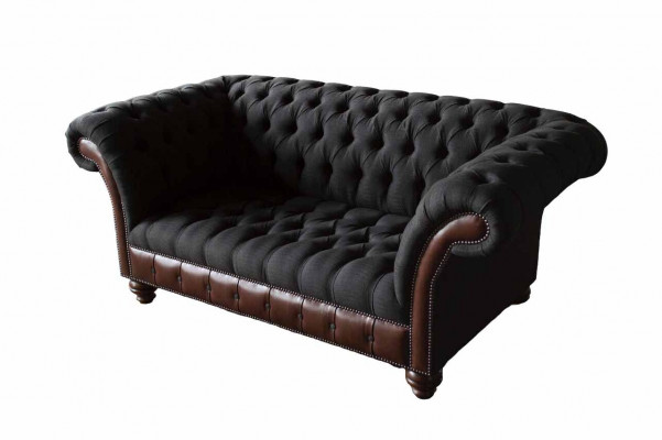 Sofa 2 miejsce do siedzenia Sofa Podkładka Sofa Materiał Chesterfield Couches Szara Nowa