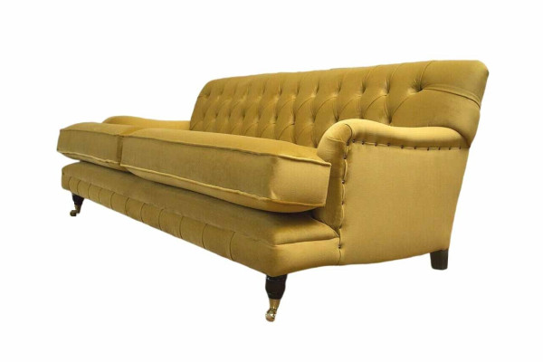 Sofa 3 miejsce do siedzenia Żółta Sofa Tapicerowana do Salonu Elegancki Design Klasyczny