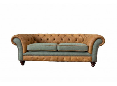 Sofa 3 miejsce do siedzenia Design Podkładka Kanapy Skóra Relaks Chesterfield trzyosobowa