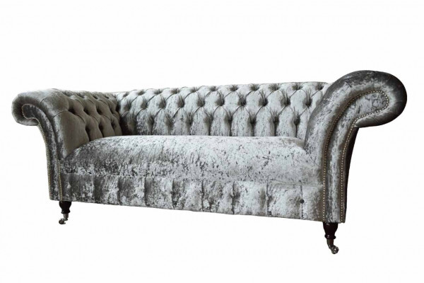 Chesterfield Design Sofa Couch 2 miejsce do siedzenia Podkładka Szare Sofy Kanapy Nowe