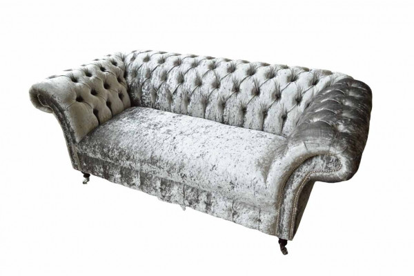 Chesterfield Design Sofa Couch 2 miejsce do siedzenia Podkładka Szare Sofy Kanapy Nowe