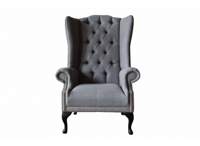 EarsFotel Chesterfield Sofa Couch Podkładka 1 miejsce siedzące Gray Fotel Włókienniczy