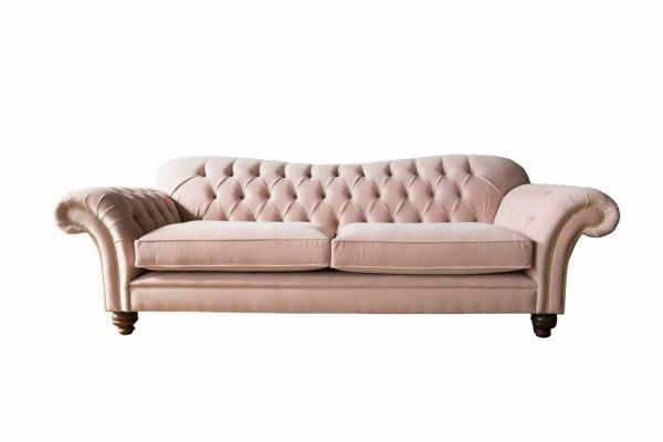 Sofa 3 miejsce do siedzenia Chesterfield Couch Siedziba Włókienniczy Material Couches Rosa Podkładka