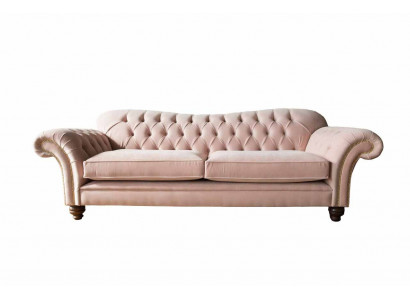 Sofa 3 miejsce do siedzenia Chesterfield Couch Siedziba Włókienniczy Material Couches Rosa Podkładka