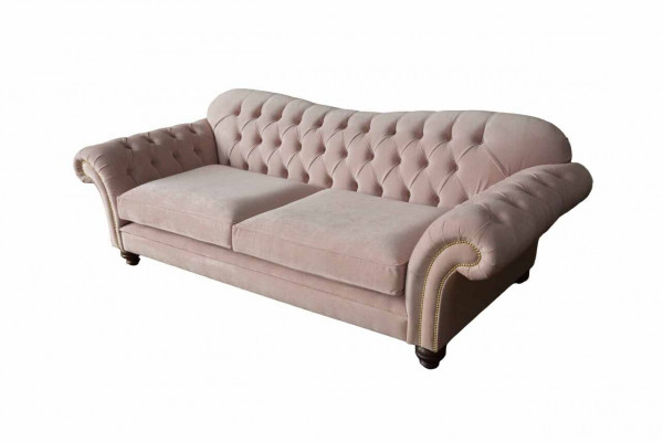 Sofa 3 miejsce do siedzenia Chesterfield Couch Siedziba Włókienniczy Material Couches Rosa Podkładka