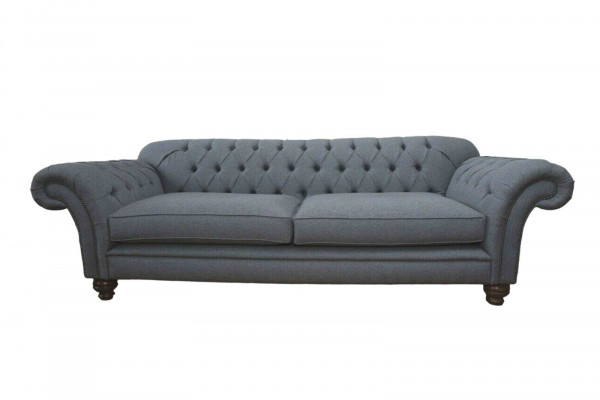 Sofa Luxury Włókienniczy Chesterfield Couch Sofy Podkładka 3 miejsce do siedzenia Grey Design
