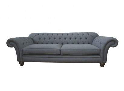 Sofa Luxury Włókienniczy Chesterfield Couch Sofy Podkładka 3 miejsce do siedzenia Grey Design