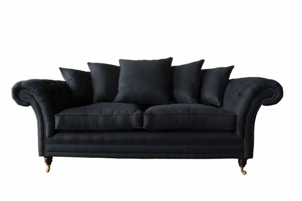 Sofa Włókienniczy Materiał 3 miejsce do siedzenia Kanapa Projektant Siedziba Podkładka Czarny xxl duży