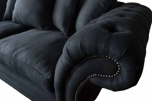 Sofa Włókienniczy Materiał 3 miejsce do siedzenia Kanapa Projektant Siedziba Podkładka Czarny xxl duży