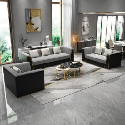 Zestaw sofowy Szary Kanapa Włókienniczy Medusa Sofa Tkaninowa Kanapy Sofa Meble 3-częściowe