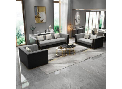 Zestaw sofowy Szary Kanapa Włókienniczy Medusa Sofa Tkaninowa Kanapy Sofa Meble 3-częściowe