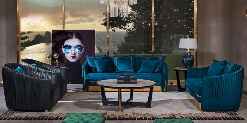 Zestaw sofowy 5 sztuk. Zestaw Sofa miejsce siedzące stolik kawowy Couch Nowoczesne Sofy Sofa Skórzana