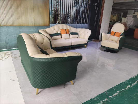 Zestaw Chesterfield Ustaw Podkładka Meble 3-częściowa. Sofa skórzana Obcios, nowa