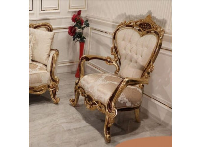 EarsFotel Fotel Luxury Design Podkładka Sofa Kanapa Chesterfield Włókienniczy Złota Nowość