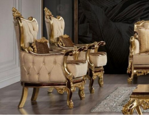 Fotel Design Podkładka Sofa Barokowa Chesterfield Włókienniczy Salon New EarsFotel