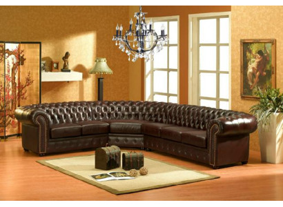 Klasyczny narożnik Chesterfield Podkładka Narożnik skórzana sofa Sofa Siedziba Narożnik Ustawić