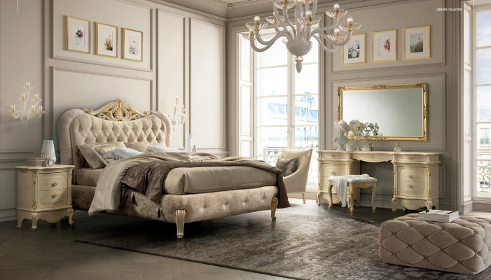 Luksusowe łóżko Chesterfield Łóżko tapicerowane podwójne Włoskie Sypialnia Nowe