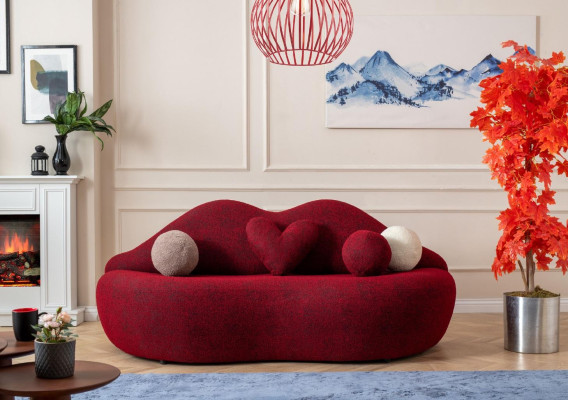 Lips 3 miejsce siedzące Designerska Sofa Kanapa Podkładka Sofy Kanapy Włókienniczy Czerwony