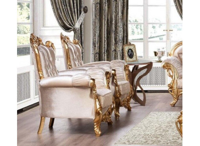 Fotel EarsFotel Luxury Material Siedziba miejsce siedzące Design Podkładka Baroque Włókienniczy Meble