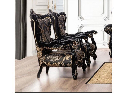 Fotel EarsFotel Luxury Material Siedziba miejsce siedzące Design Podkładka Baroque Włókienniczy Meble
