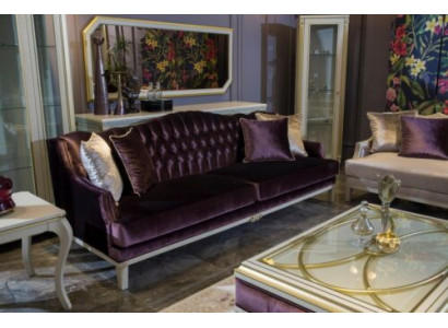 Fioletowy Chesterfield Meble Barokowe Sofa Trzyosobowa Włókienniczy Kanapa Nowość