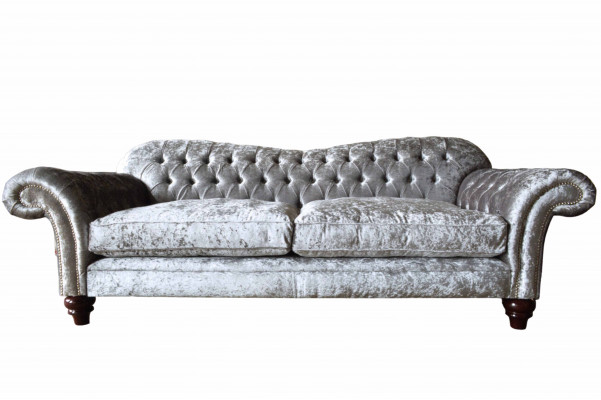 Chesterfield Couch Włókienniczy Aksamit Material Sofa Meble Design 3 miejsce siedzące Fioletowy