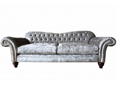 Chesterfield Couch Włókienniczy Aksamit Material Sofa Meble Design 3 miejsce siedzące Fioletowy