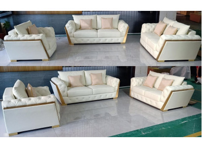 Sofa Kanapa Ustawić Meble 3 szt. Zestaw kanap i mebli wypoczynkowych