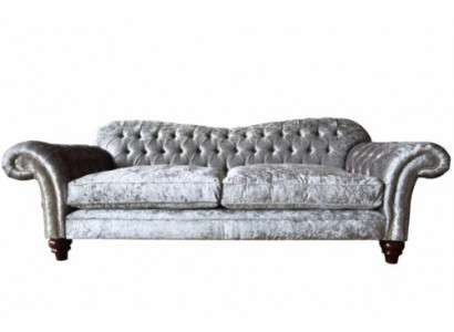 Luksusowa klasyczna trzyosobowa sofa Chesterfield w kolorze szarym