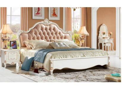 Podwójne łóżko Chesterfield Sypialnia łóżka Meble Baroque Rokoko 3-częściowe