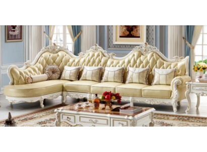 Klasyczna sofa Chesterfield Couch Podkładka Ustawić Narożnikowa kanapa Baroque Narożnik