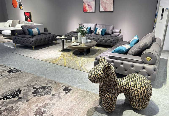 Sofa 3 miejsce do siedzenia Meble Skóra Sofy trzyosobowe w stylu pokoju dziennego 3-osobowe Chesterfield