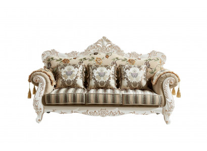 Sofa 3 miejsce do siedzenia Beżowa Elegancka Podkładka Materiałowa Salon Klasyczny Design