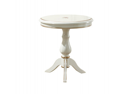 Stolik Biały Okrągłe Klasyczne Drewno Design Meble do Salonu Luksusowe Eleganckie