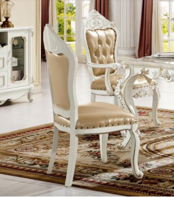 Klasyczny Chesterfield Krzesło jadalnia Fotel Beżowy Fotel Jednoosobowy w Stylu Barokowym