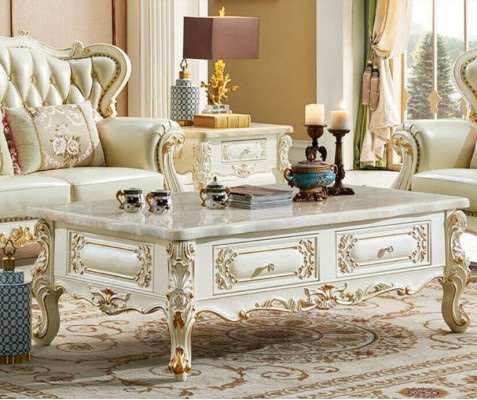 Klasyczny stolik kawowy 150x90 duża sofa Stolik imitacja marmuru