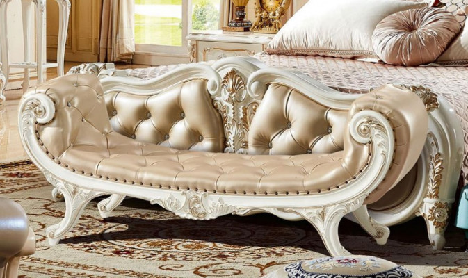 Ławka Sypialnia Szezlong Stołek Ottoman Chesterfield Skóra Nowa
