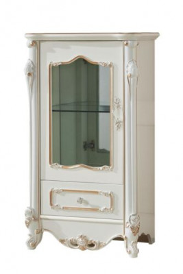 Gablota Biały Luksusowy Salon Meble Drewno Szkło Design Szafa Classic
