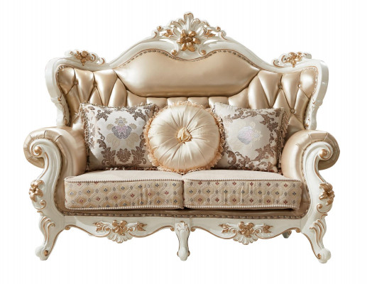 Sofa 2 miejsce do siedzenia Beżowa Luksusowa Skóra Salonowa Klasyczna Sofa Elegancka