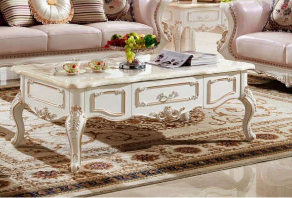 Królewski stolik kawowy 130x73 Tabela Sofa Stolik stoły Białe Drewno
