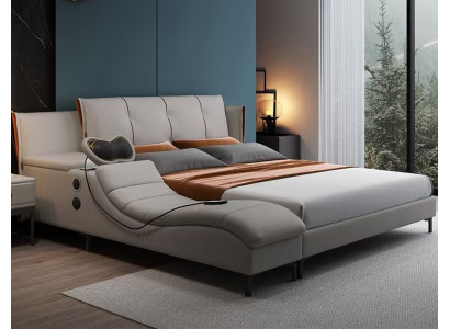 Wielofunkcyjny, dwuosobowy, luksusowy design Skóra łóżko Podkładka łóżka Hotel Dźwięk Nowość