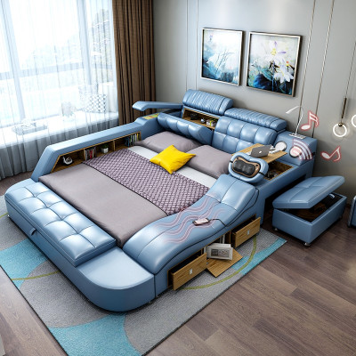 Design Łóżko XXL Duża Skóra Hotelowa Podkładka 180x200 Wielofunkcyjna Półka łóżko