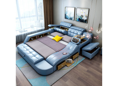 Design Łóżko XXL Duża Skóra Hotelowa Podkładka 180x200 Wielofunkcyjna Półka łóżko