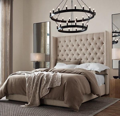 Chesterfield Sleep Pokój dwuosobowy projekt Skóra luksusowy hotel Łóżko