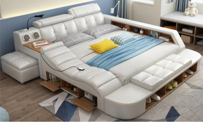 Design Łóżko XXL Duże łóżko Skóra Podkładka Hotelowa 180x200cm wielofunkcyjna
